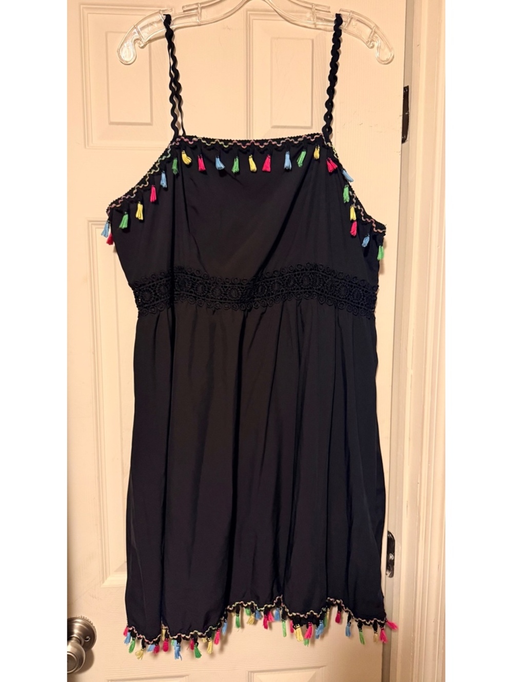 Women’s Plus SHEIN Black Multicolor Pom Pom Sundress Dress 3X